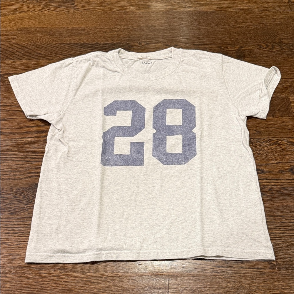 Brandy Melville Gray Short Sleeve Tee with Blue Graphic